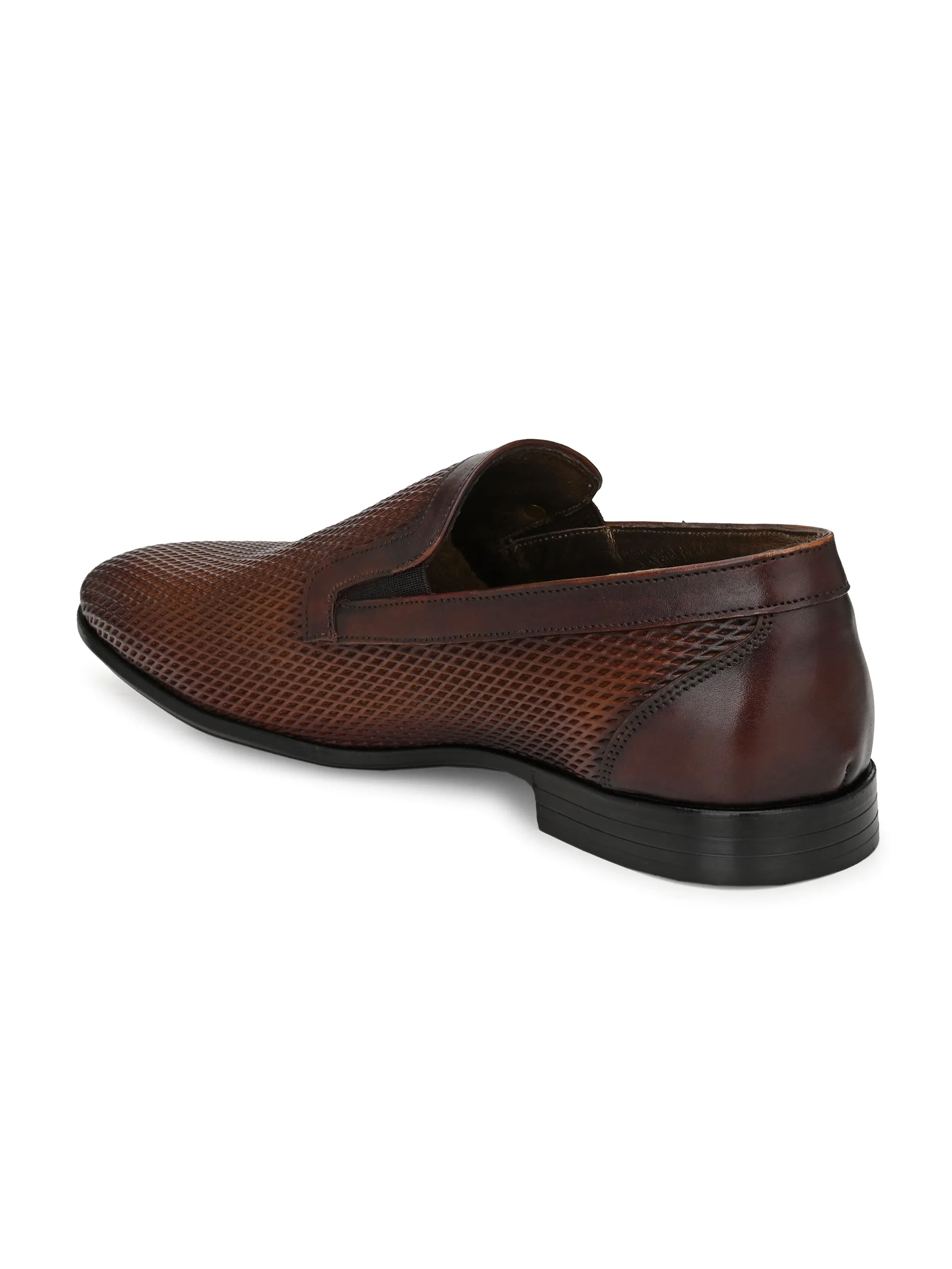 Hitz Men's Tan Leather Slip-On Party Wear Shoes