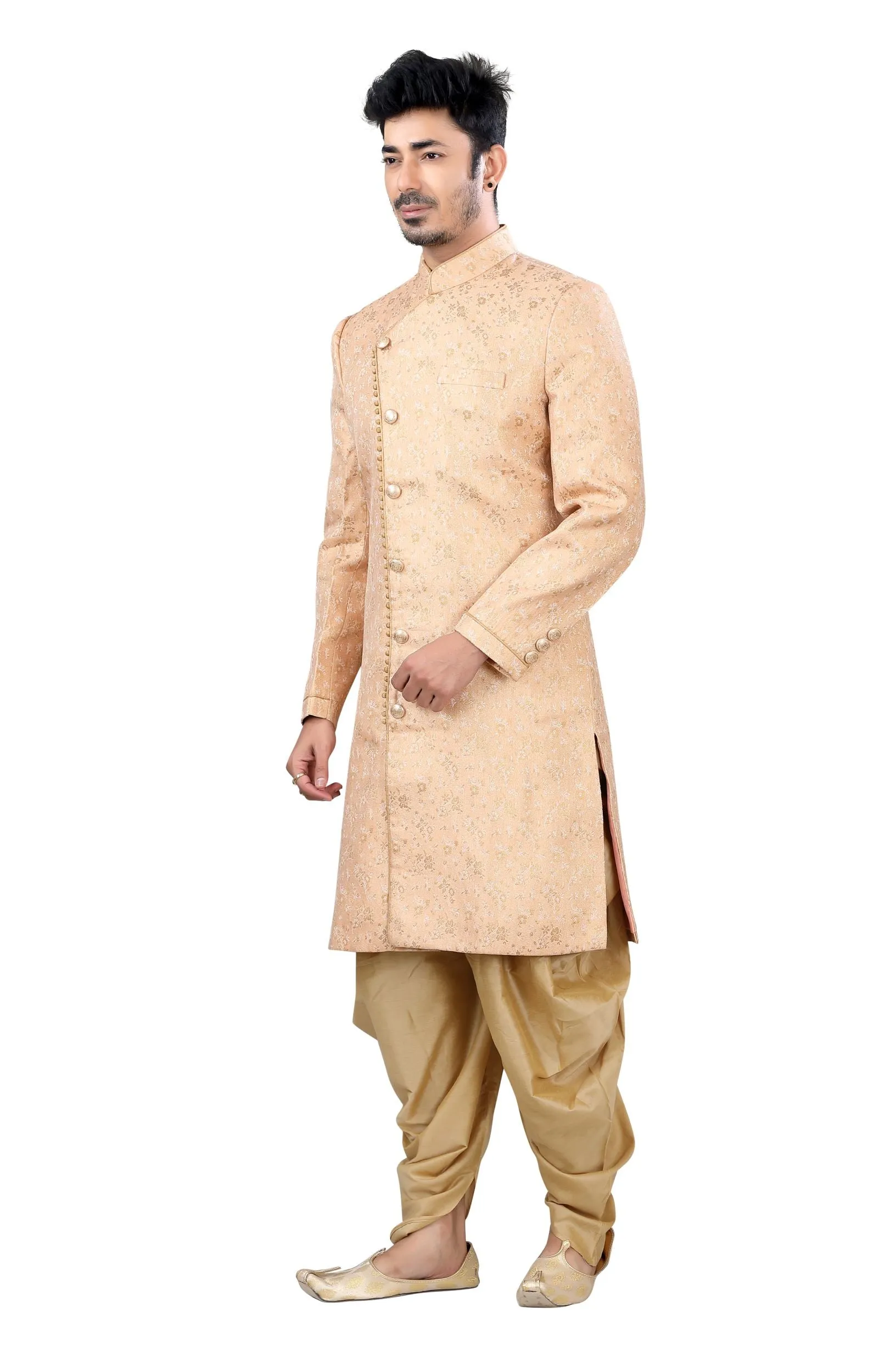 Jamevaram Sherwani in Peach color