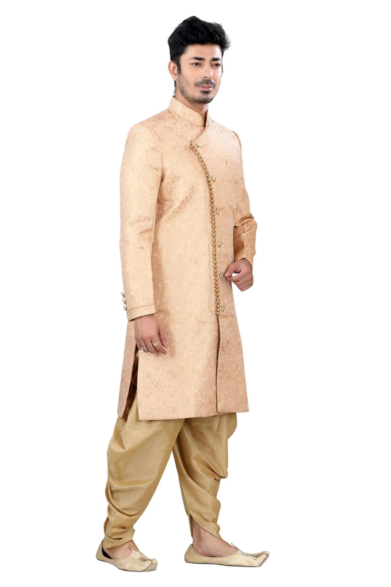 Jamevaram Sherwani in Peach color