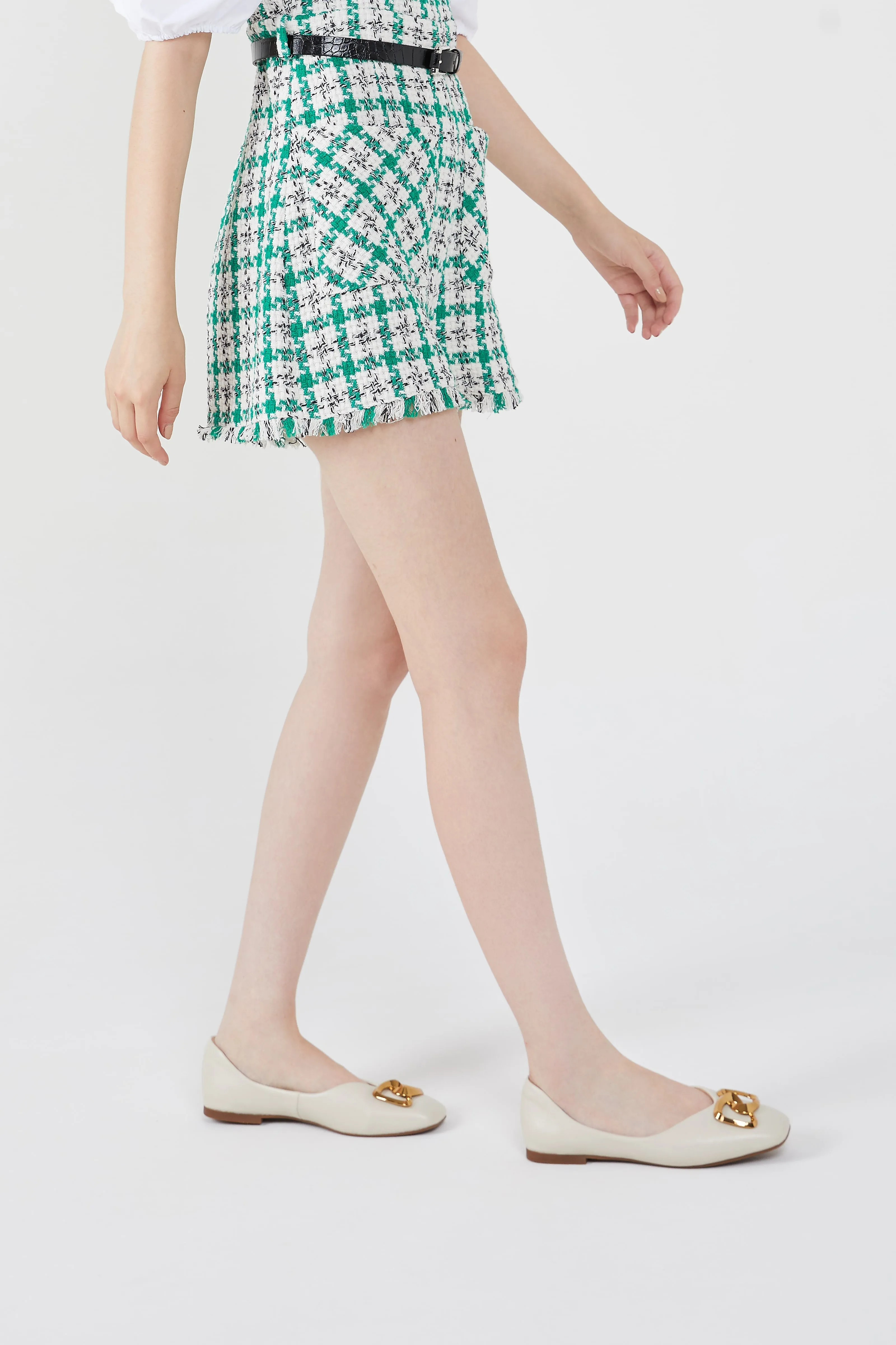 Kaori Gold Buckle Covered Flats