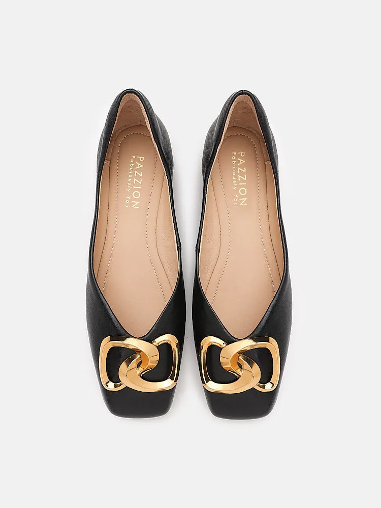 Kaori Gold Buckle Covered Flats