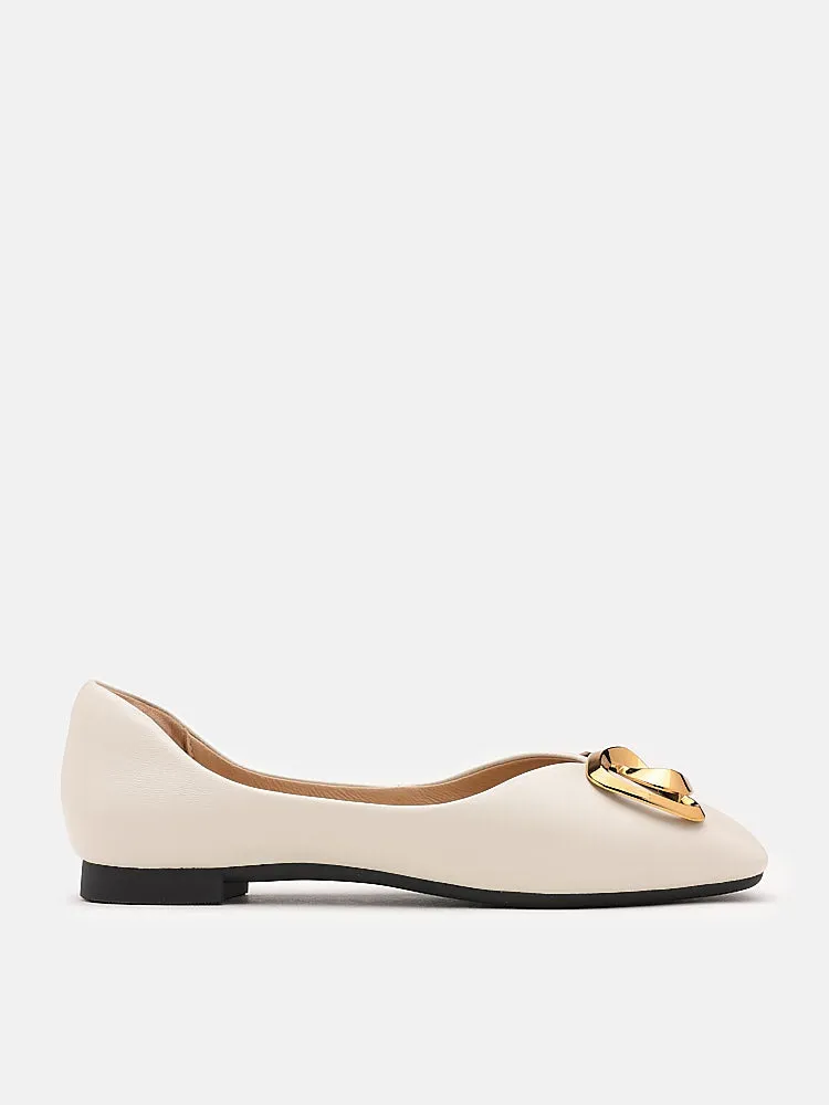 Kaori Gold Buckle Covered Flats