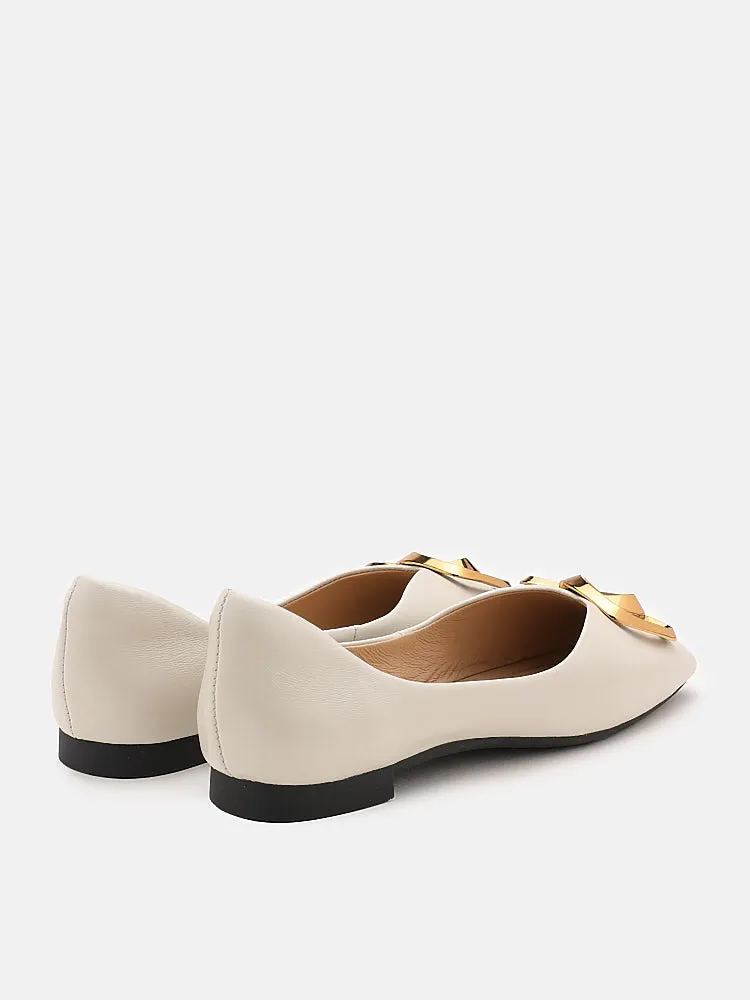 Kaori Gold Buckle Covered Flats