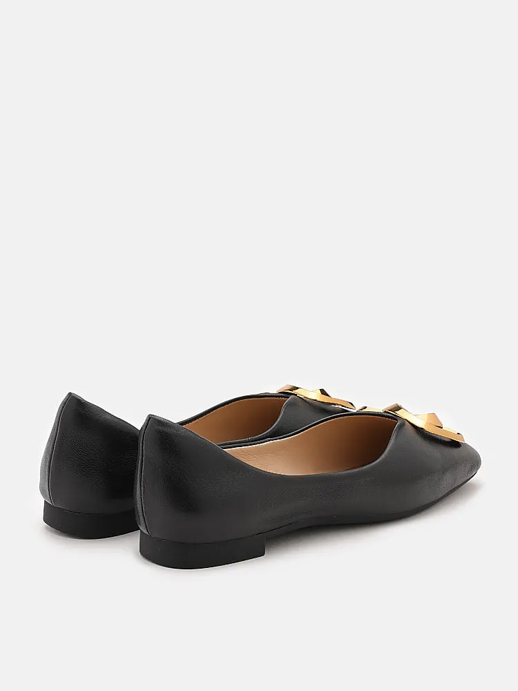 Kaori Gold Buckle Covered Flats