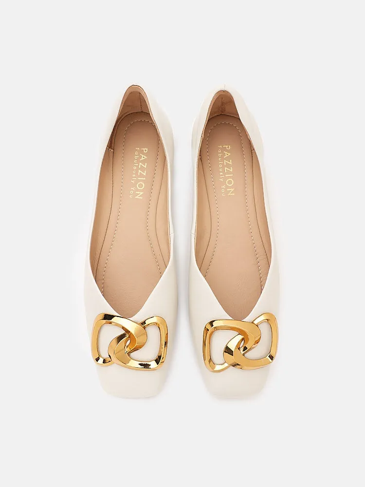 Kaori Gold Buckle Covered Flats