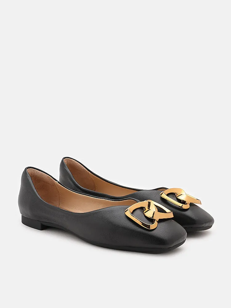 Kaori Gold Buckle Covered Flats