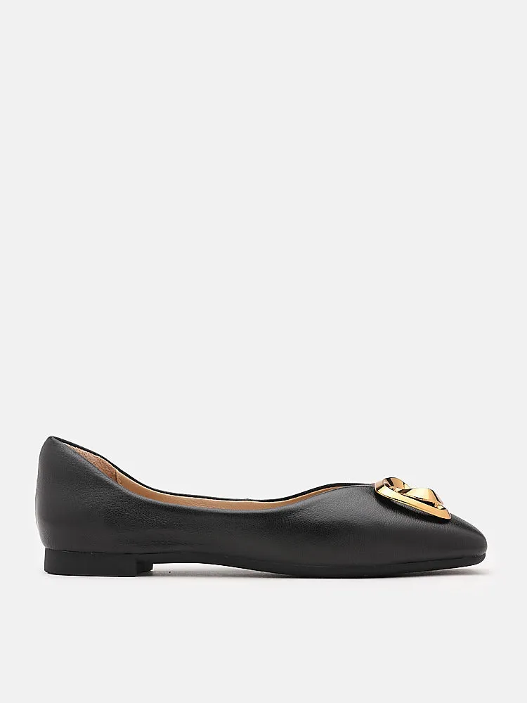Kaori Gold Buckle Covered Flats