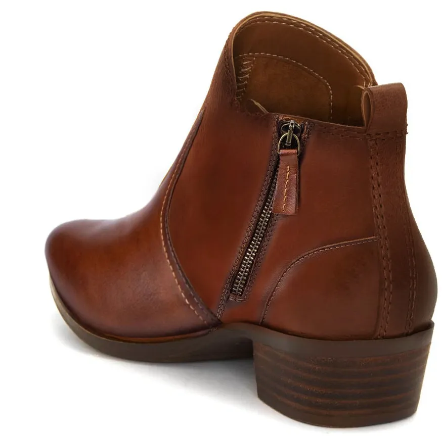Kara Zini Handmade Slip-On Women's Brown Leather Booties