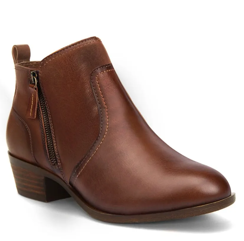 Kara Zini Handmade Slip-On Women's Brown Leather Booties