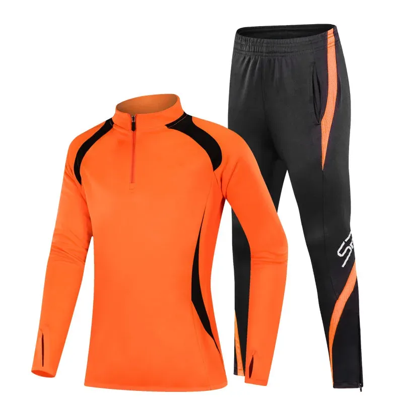 Kids Football Tracksuit Fleece Soccer Sportswear
