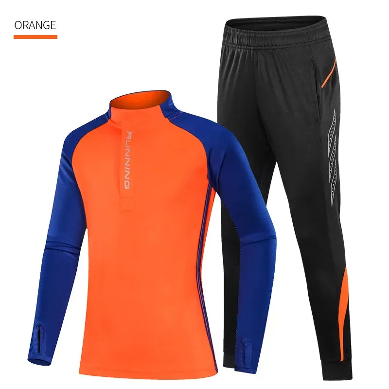 Kids Football Tracksuit Fleece Soccer Sportswear