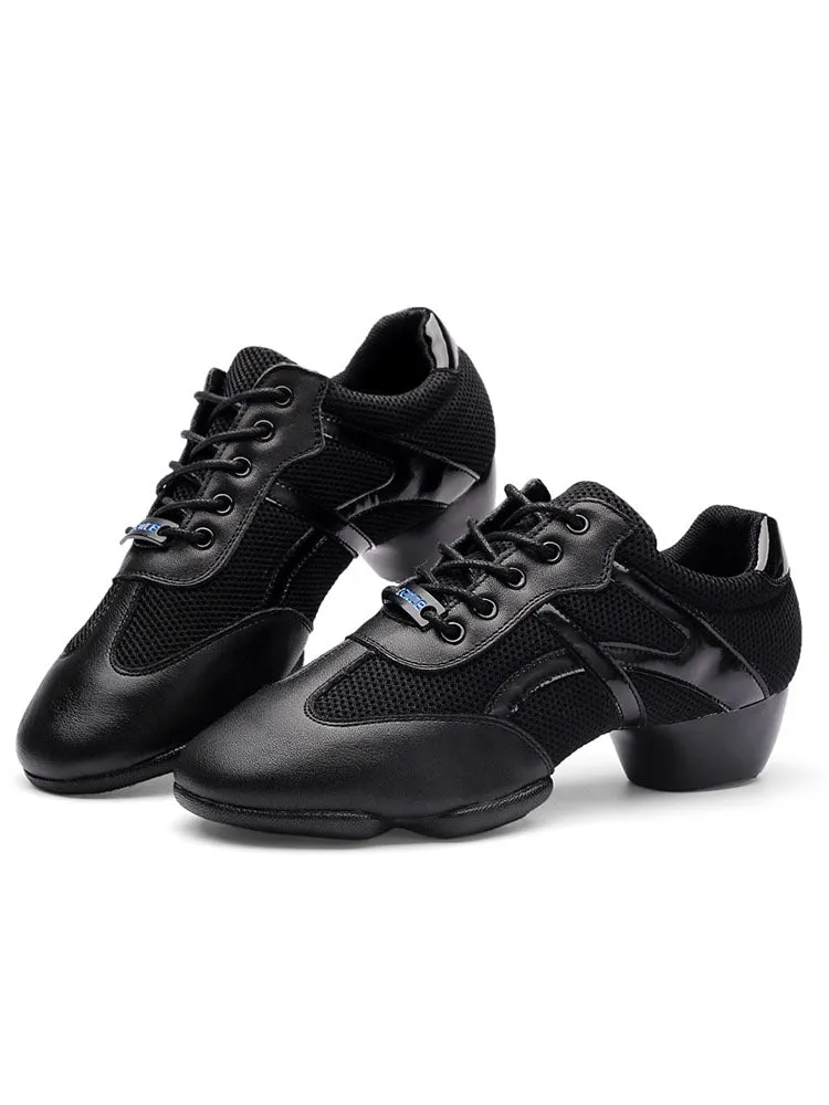 Latin Dance Indoor Soft-soled Shoes Cowhide Mesh Low-heeled Shoes
