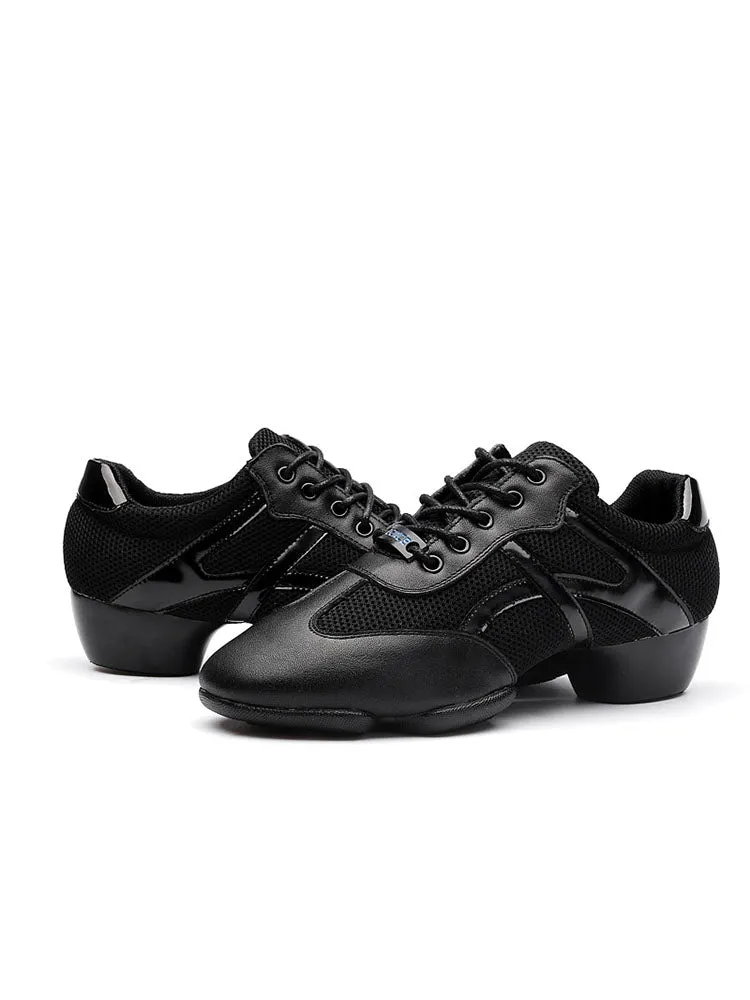Latin Dance Indoor Soft-soled Shoes Cowhide Mesh Low-heeled Shoes