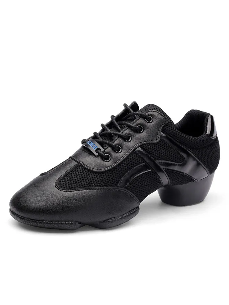 Latin Dance Indoor Soft-soled Shoes Cowhide Mesh Low-heeled Shoes