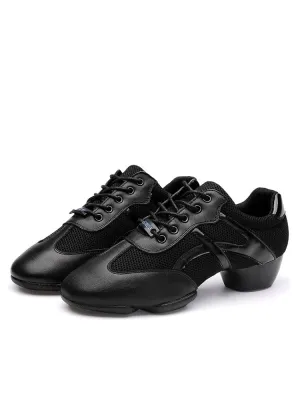 Latin Dance Indoor Soft-soled Shoes Cowhide Mesh Low-heeled Shoes