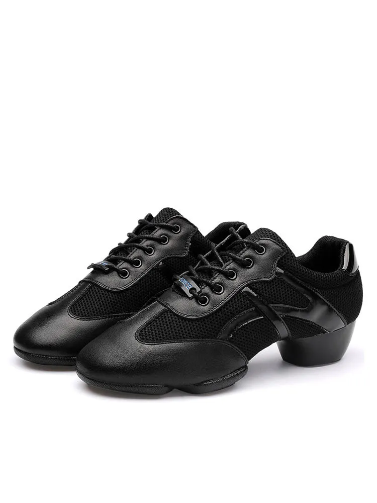 Latin Dance Indoor Soft-soled Shoes Cowhide Mesh Low-heeled Shoes