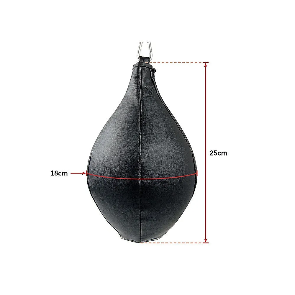 Lightweight PU Leather Boxing Speed Bag, 360° Rotation, Black