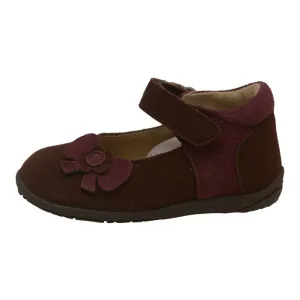 Little Girls Brown Nubuck Upper Flower Bow Mary Jane Shoes 5-7 Toddler