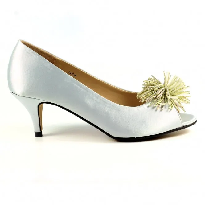 Lunar Lucia Occasion Wear Silver Court Shoe FLR040