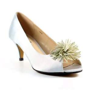 Lunar Lucia Occasion Wear Silver Court Shoe FLR040