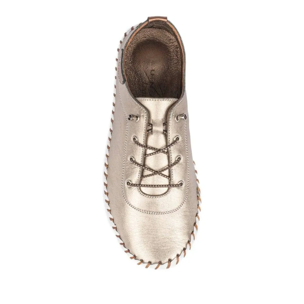 Lunar Shoes St Ives Leather Mock Lace Up Plimsoll