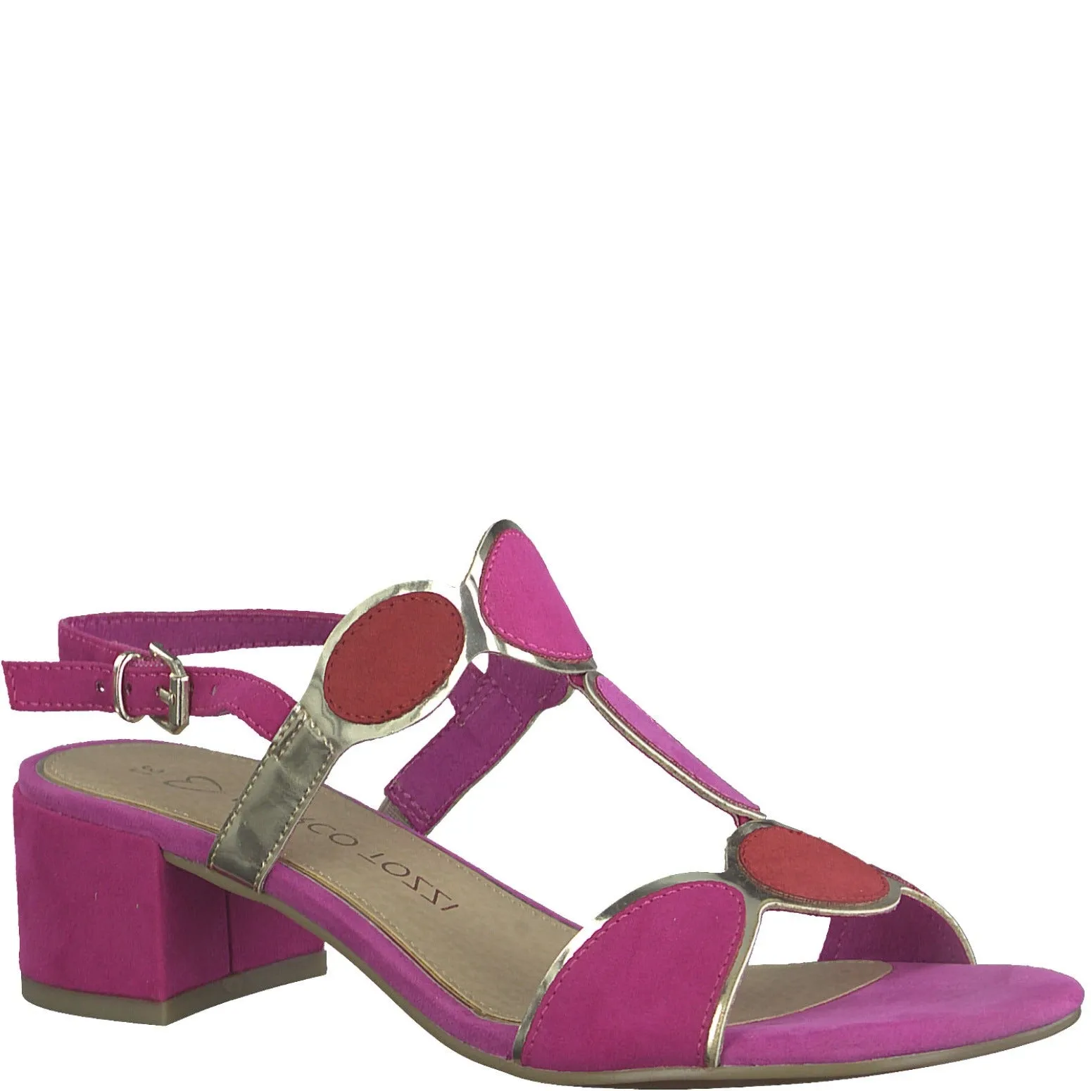 Marco Tozzi 28230 Pink COMBI Block Heel Sandal