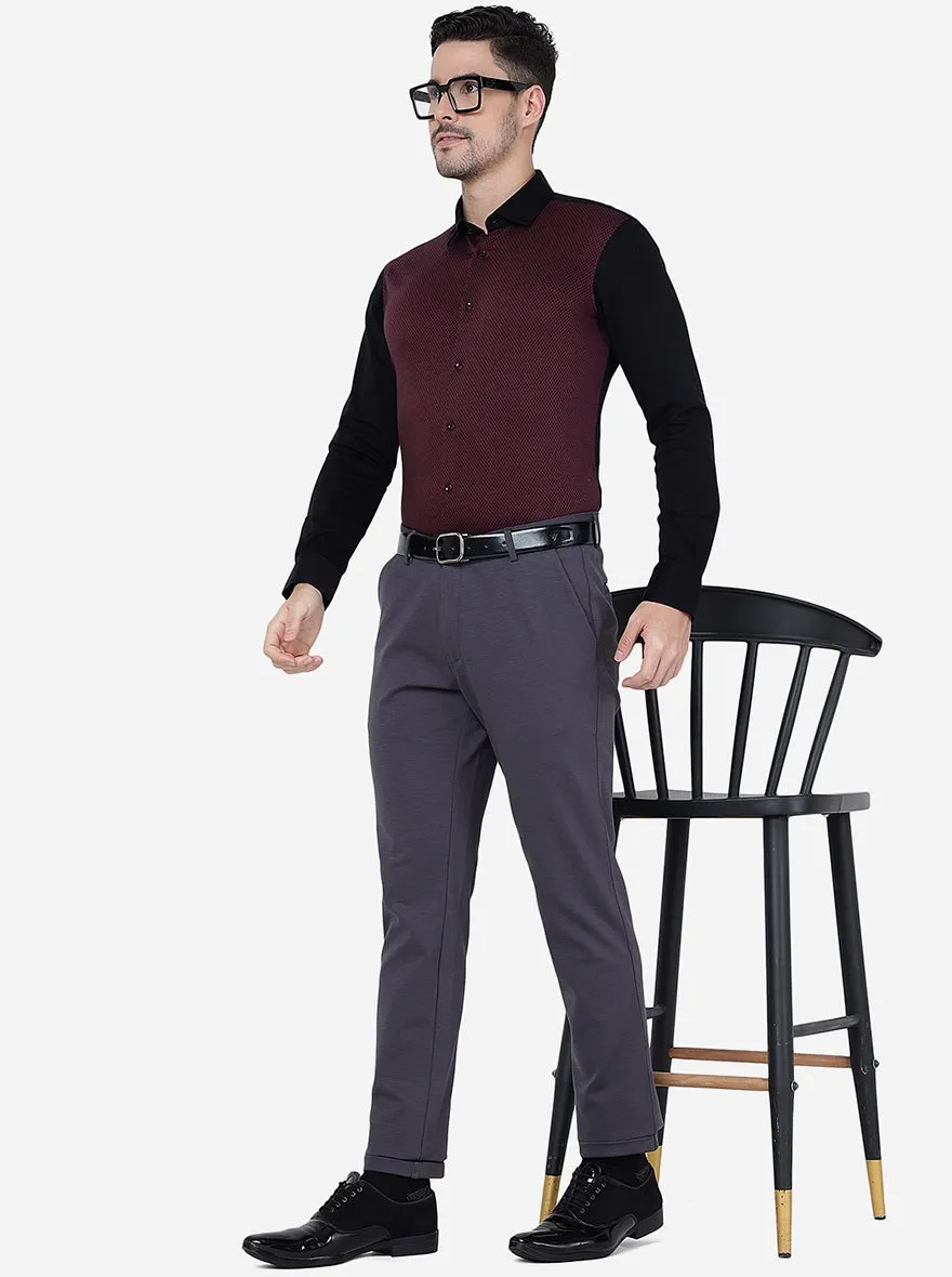 Maroon & Black Solid Slim Fit Party Wear Shirt | JB Studio
