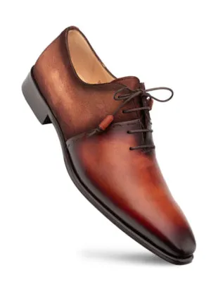 Mezlan Mens Cognac Rust Lace-up Calfskin Leather Dress Shoes