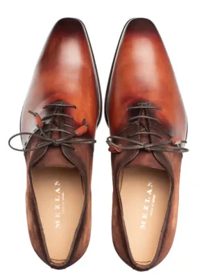 Mezlan Mens Cognac Rust Lace-up Calfskin Leather Dress Shoes