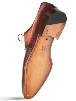 Mezlan Mens Cognac Rust Lace-up Calfskin Leather Dress Shoes