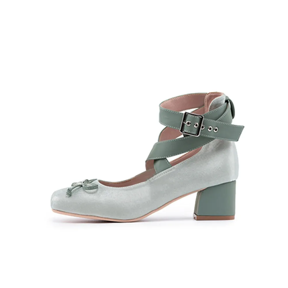 MODO~Elegant Lolita Heels Shoes Square Ballet Shoes