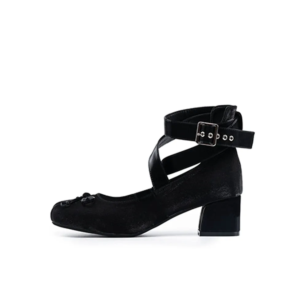 MODO~Elegant Lolita Heels Shoes Square Ballet Shoes