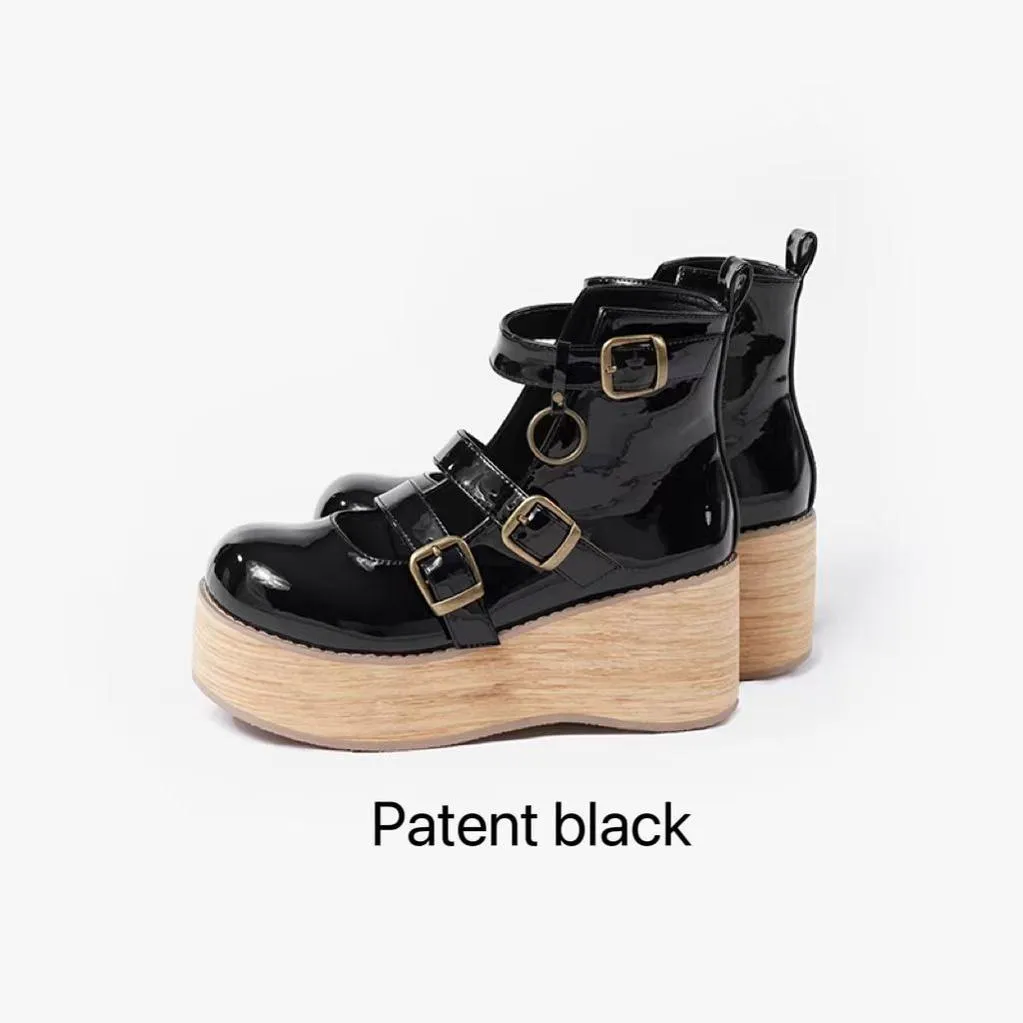 MODO~Retro Lolita Platform Shoes Round Toe Thick Sole