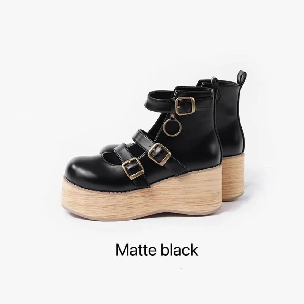 MODO~Retro Lolita Platform Shoes Round Toe Thick Sole