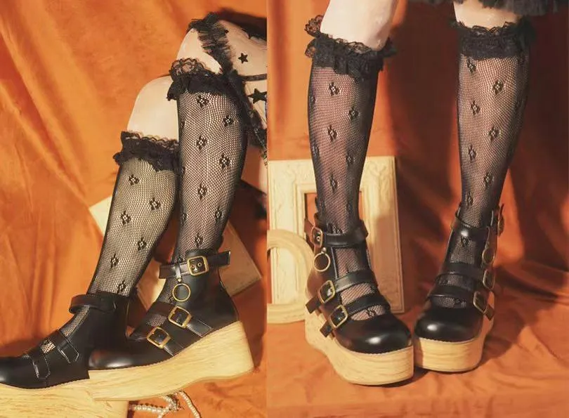 MODO~Retro Lolita Platform Shoes Round Toe Thick Sole