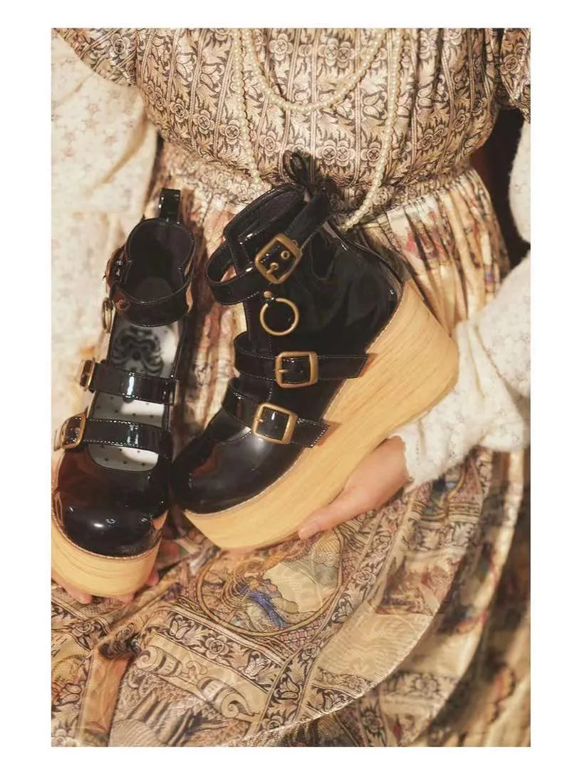 MODO~Retro Lolita Platform Shoes Round Toe Thick Sole