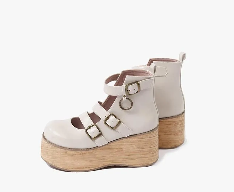 MODO~Retro Lolita Platform Shoes Round Toe Thick Sole