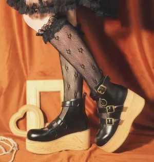 MODO~Retro Lolita Platform Shoes Round Toe Thick Sole