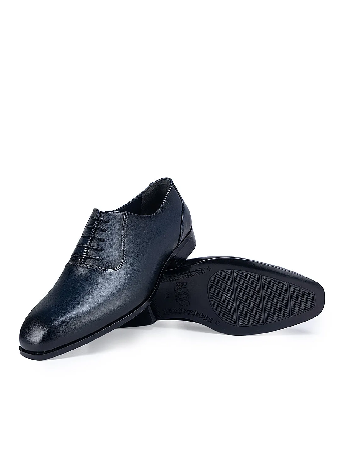Navy Plain Leather Lace Ups