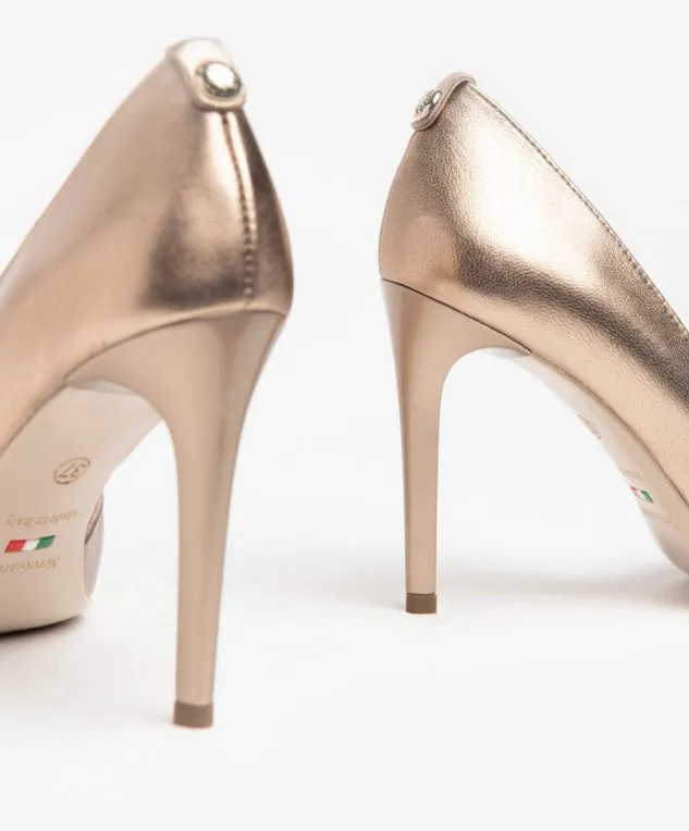 NeroGiardini metallic bronze stilettos