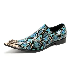 Oxford shoes men's cowhide business British formal wear men's height-increasing wedding shoes blue breathable casual handmade leather shoes trendy shoes