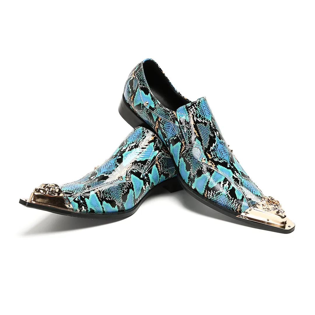 Oxford shoes men's cowhide business British formal wear men's height-increasing wedding shoes blue breathable casual handmade leather shoes trendy shoes