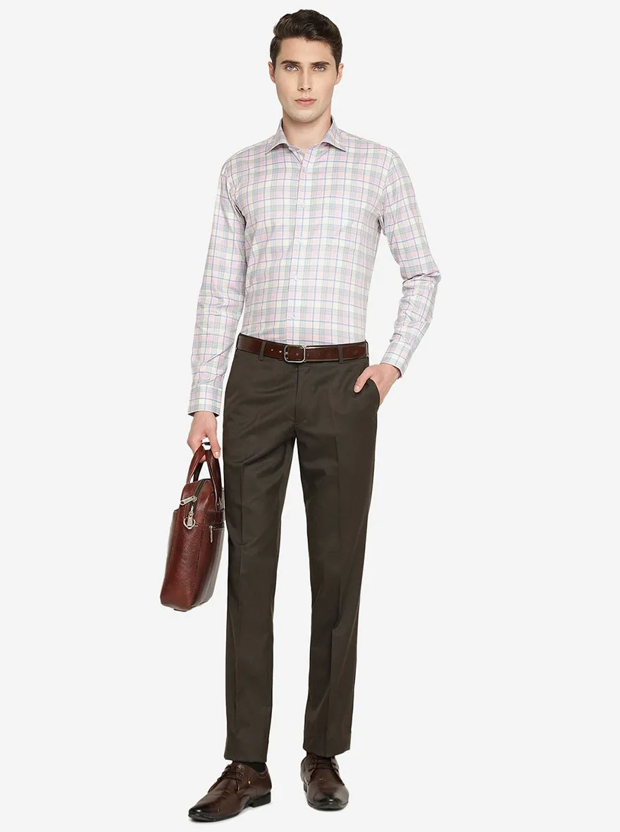Pink Checked Slim Fit Formal Shirt | Metal