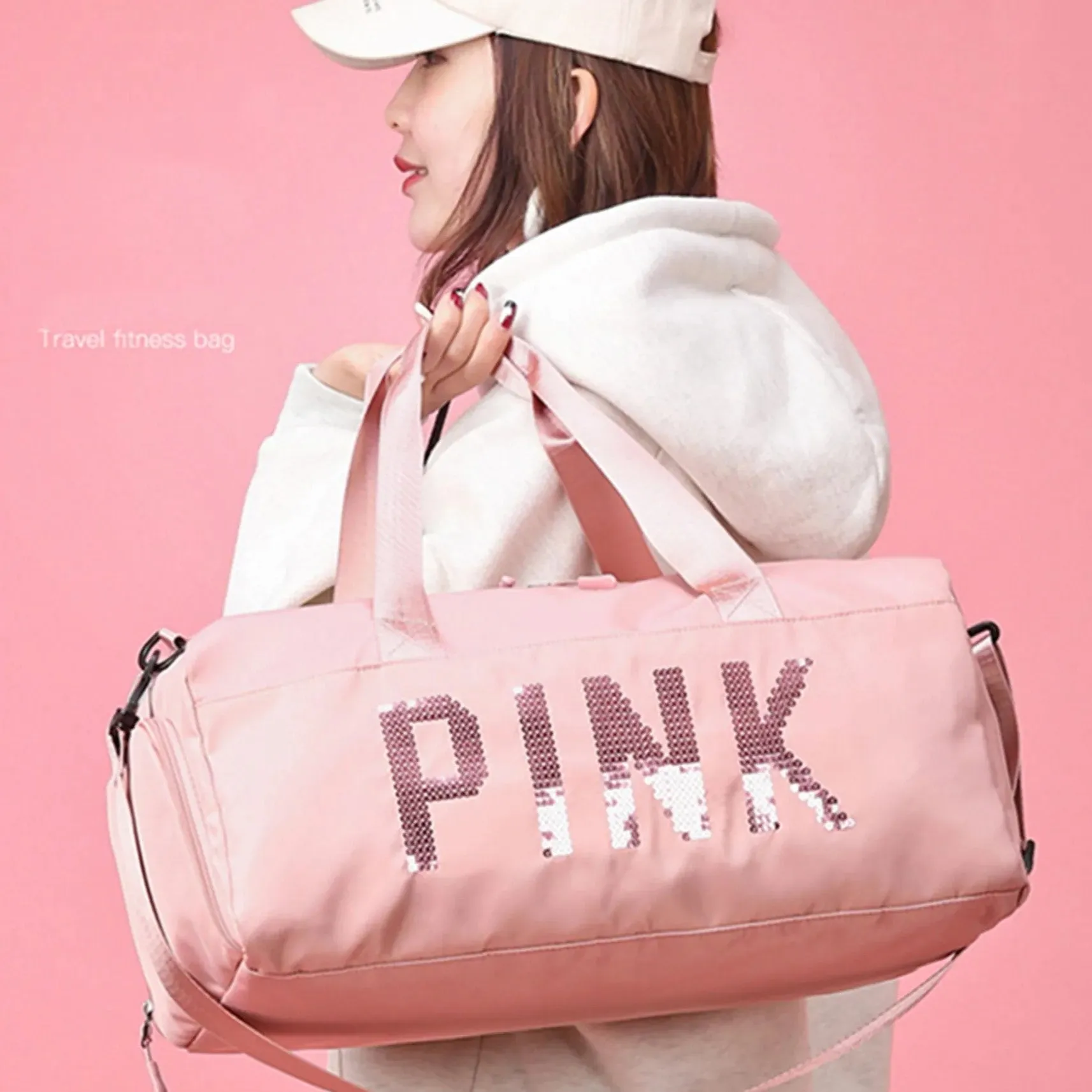 Pink Duffel Bag | Fitness Shoulder Bag For Women