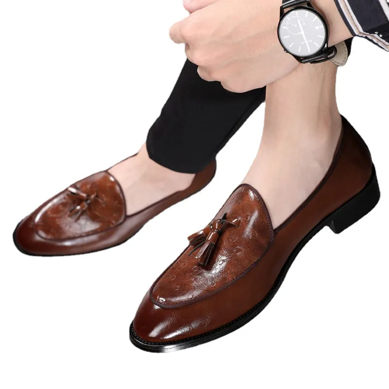 Pointed Tassel Loafers Extra Large Size Wear-Resistant Loafers Prime British Leather Shoes Men's Shoes