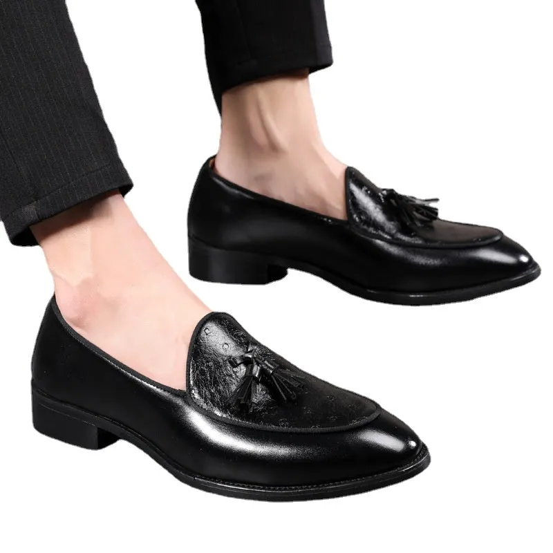 Pointed Tassel Loafers Extra Large Size Wear-Resistant Loafers Prime British Leather Shoes Men's Shoes
