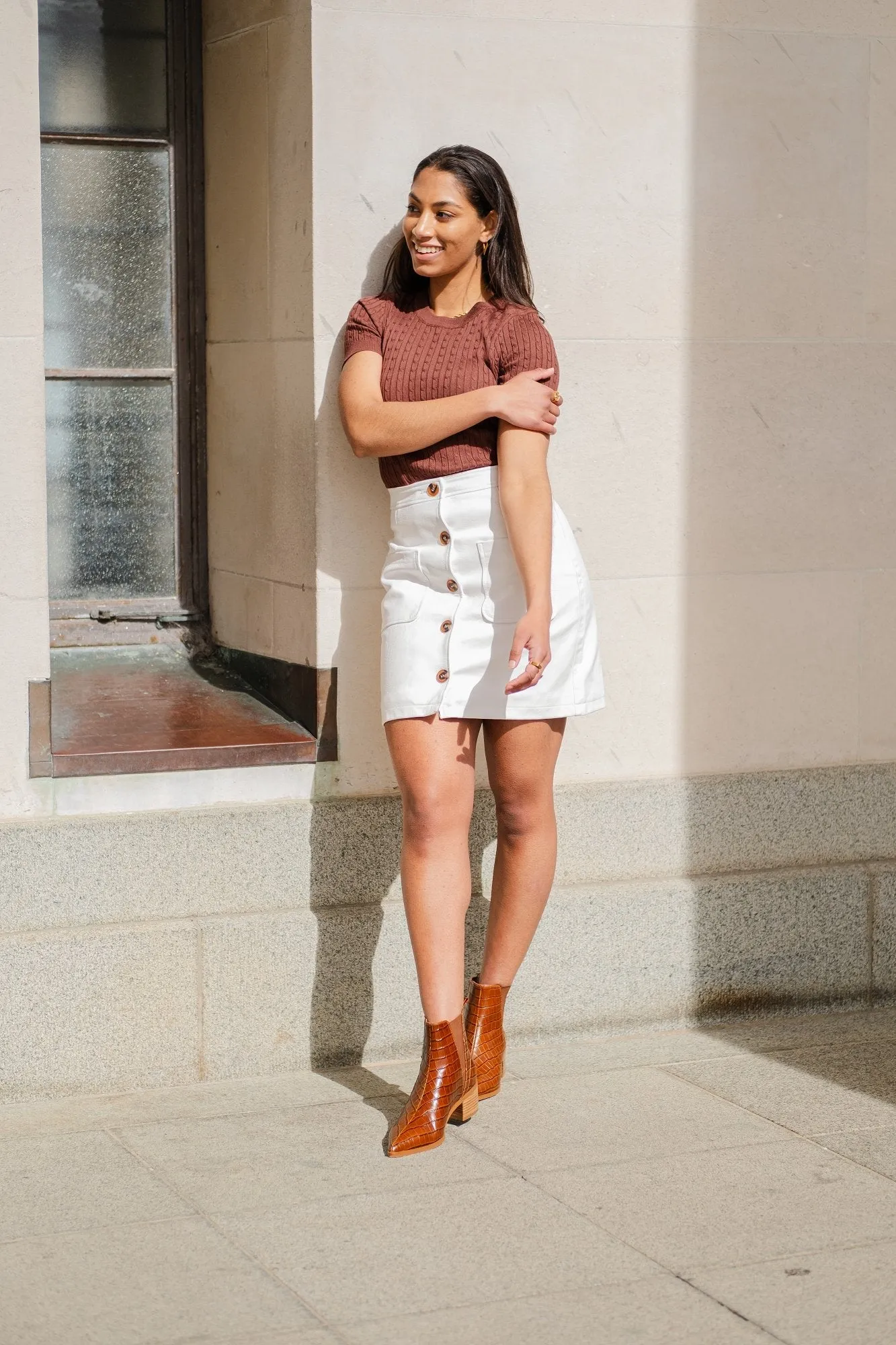River Croco Leather Ankle Boot Tan