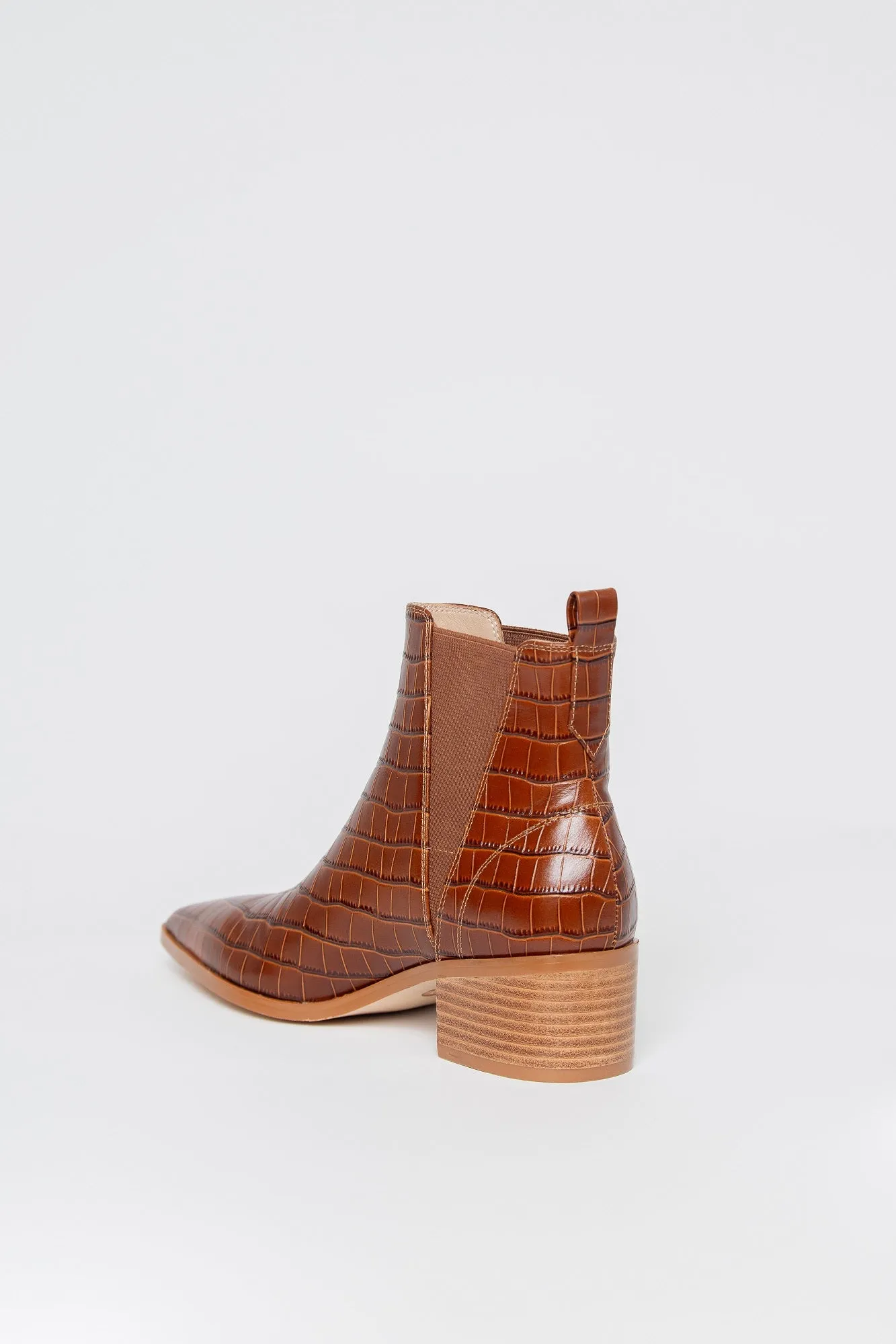 River Croco Leather Ankle Boot Tan