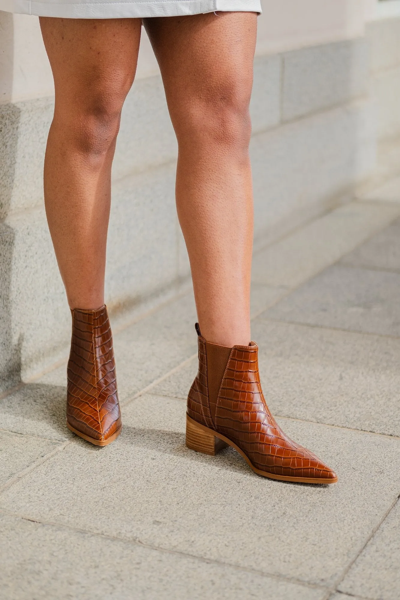 River Croco Leather Ankle Boot Tan