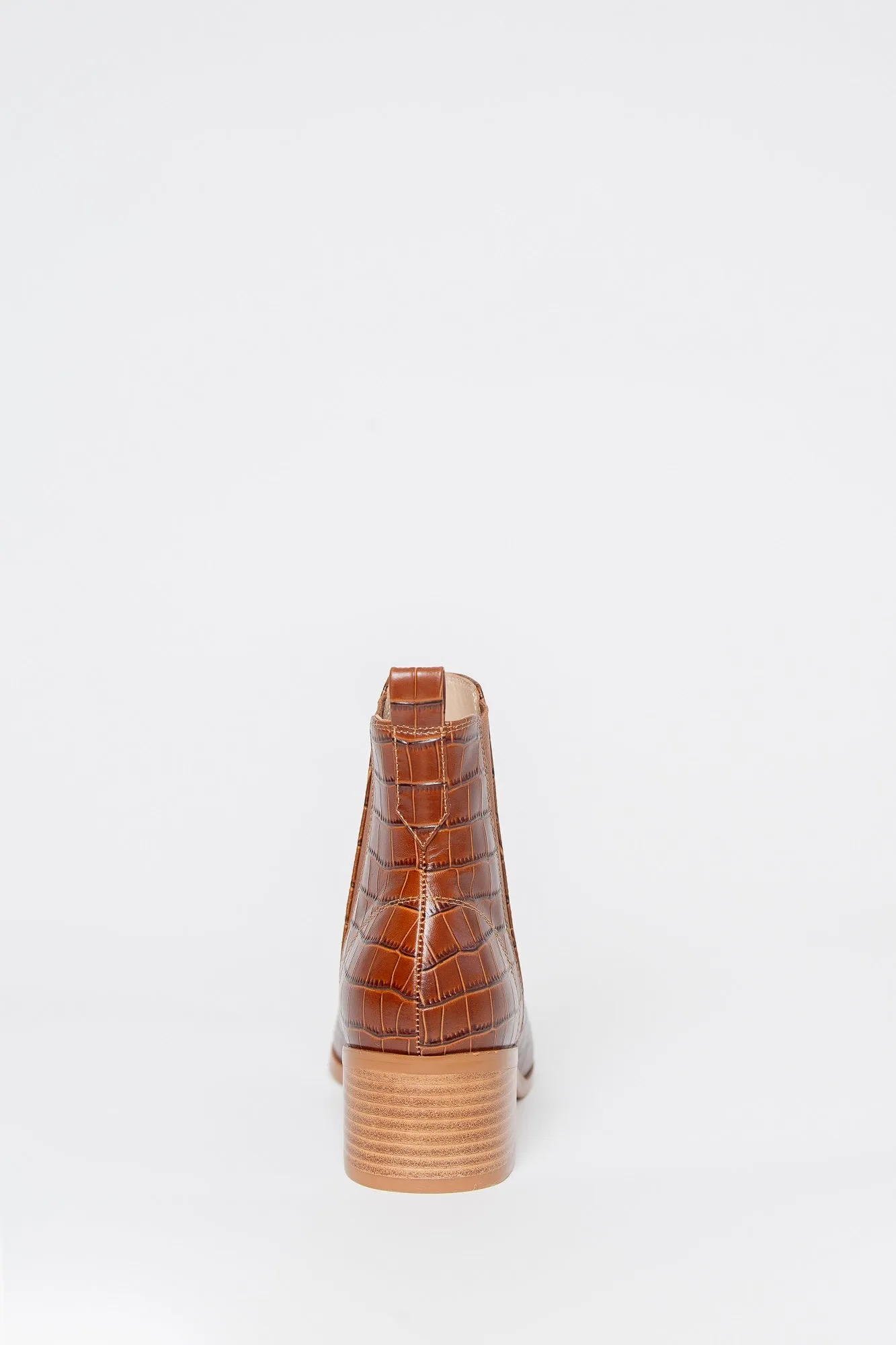 River Croco Leather Ankle Boot Tan
